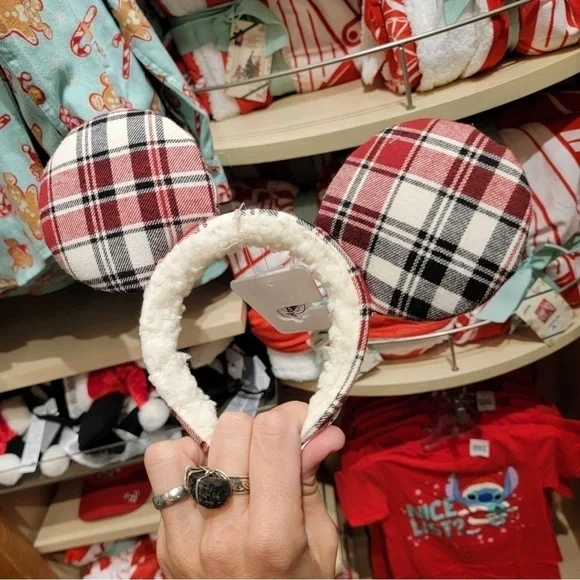 Mickey Mouse Plaid Christmas Ear Headband